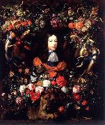 Jan Davidsz. de Heem Garland of Flowers and Fruit with the Portrait of Prince William III of Orange Sweden oil painting artist
